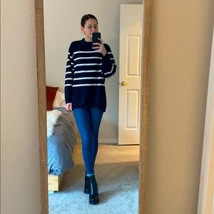 Oversized Dark Navy & Cream Zara Sweater